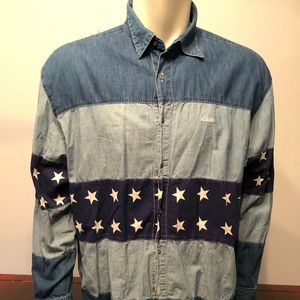 Denim guess jean shirt with patriotic stars